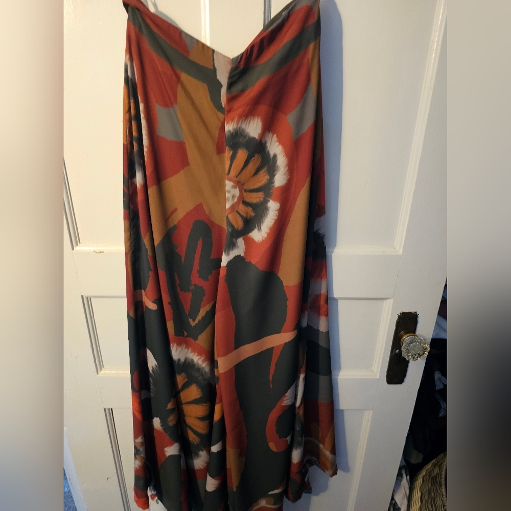Toska A-line Wrap Trousers Orange Black Maxi